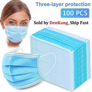 Face Mask, 100PCS Disposable Mask 3-Layer Non-Woven Medical Sanitary Surgical Mask, Breathable Earloop Mouth Face Mask Dental Industrial Mouth Cover Ear Loop